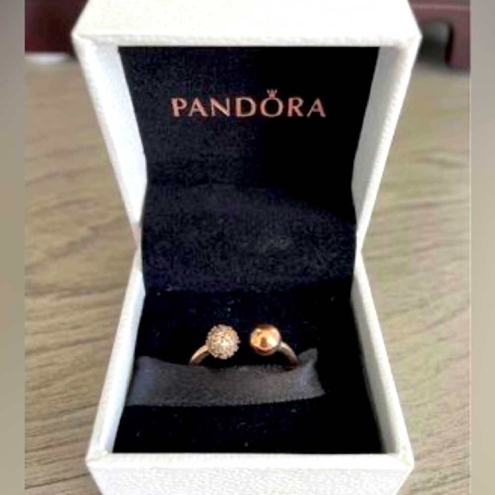 Pandora Pavé Bead Open Ring, Size 7